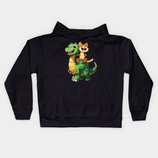 Cat Dinosaur Rumble Kids Hoodie